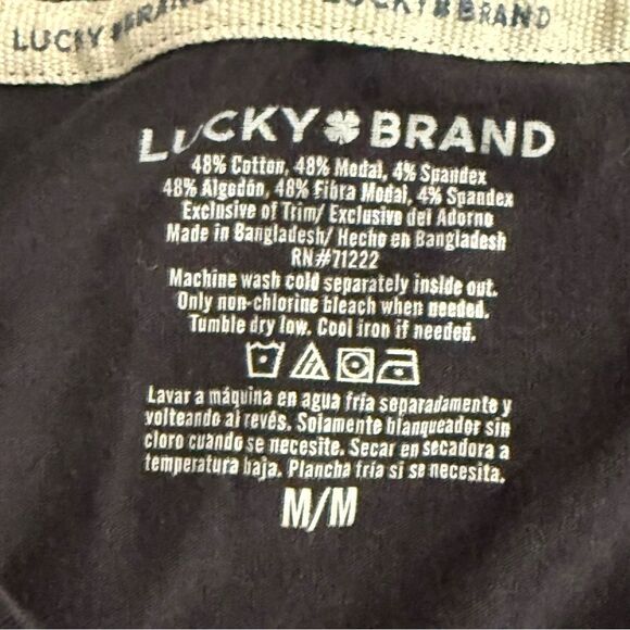 Lucky Brand Black Cotton Blend Long Sleeve Tee Shirt Size Medium - Picture 5 of 5